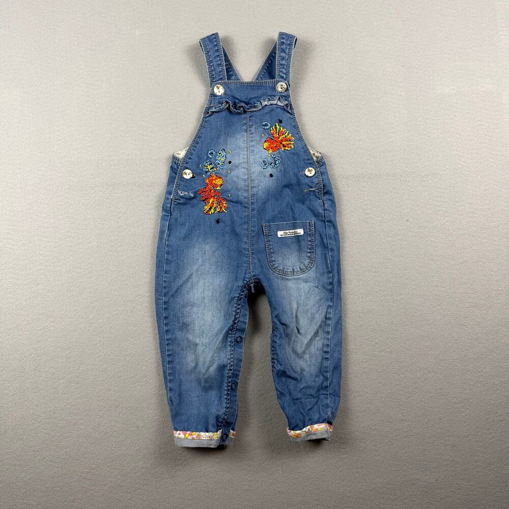 UKY Baby Floral Embroidered Denim Overalls 18-24M